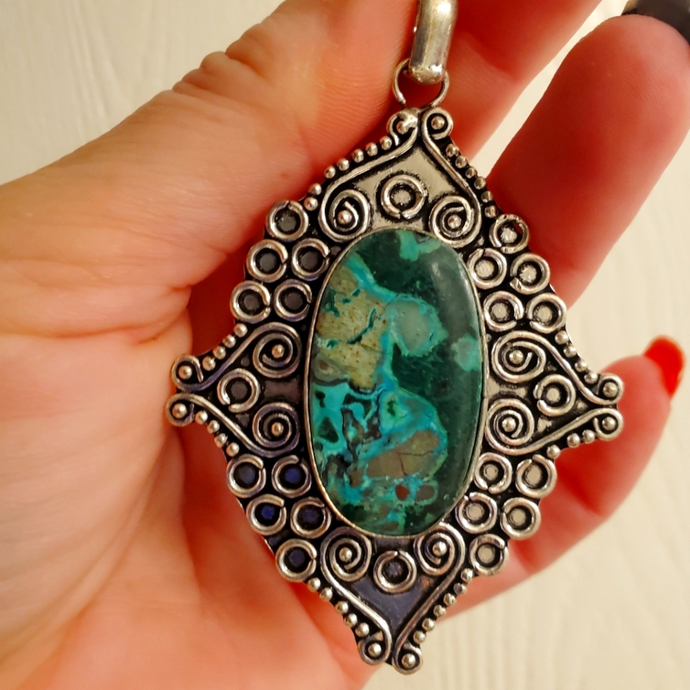 New Malachite 925 Silver Pendant.